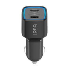 Budi Nabíjačka do auta Budi 065R, 2x USB-C, PD 60W (čierna)