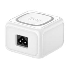 Budi Budi 317TE 10W indukčná nabíjačka, 2x USB + USB-C, 18W (biela)