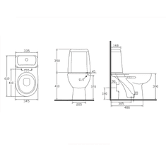 AQUALINE Aqualine, RIGA WC kombi, zadný odpad, splachovací mechanizmus, RG601