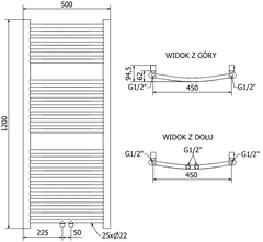 Mexen Ares, vykurovacie teleso 1200 x 500 mm, 420 W, zlatá, W102-1200-500-00-50