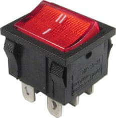 HADEX Prepínač kolískový MRS-202-4, ON-ON 2pol.250V/6A červený, presvetlený