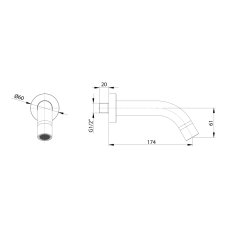 SAPHO Nástenná výtoková hubica, guľatá, 174mm, zlato mat BO519 - Sapho