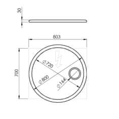 SAPHO FLOAT okrúhle LED podsvietené zrkadlo, ? 80 cm, kozm.zrkadlo, IR senzor, biela FT800 - Sapho