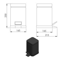 Gedy ARGENTA odpadkový kôš 3l, Soft Close, čierna mat 220914 - Gedy