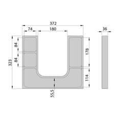 SAPHO LINDO &quot;U&quot; organizér 372x36x323mm, plast, antracit LD001 - Sapho