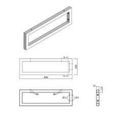 SAPHO Podperná konzola 490x150x20mm, lakovaná oceľ, čierna mat, 1 ks 30360 - Sapho