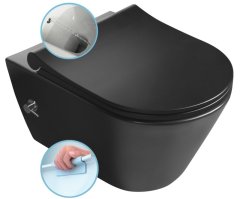 SAPHO AVVA závesná WC misa Rimless, integrovaná batéria a bidet. spŕška, čierna mat 100315-110 - Sapho