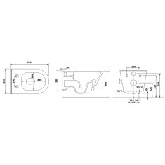 SAPHO AVVA závesná WC misa Rimless, integrovaná batéria a bidet. spŕška, 35,5x53 cm, biela 100315 - Sapho