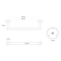 SAPHO X-ROUND GOLD držiak na uteráky 300 mm, zlato mat XR400GB - Sapho