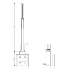 SAPHO KTX vykurovacia tyč s termostatom, 600 W, čierna mat KTX-B-600 - Sapho