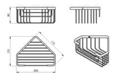 Gedy SMART rohová polica do sprchy, 200x80x151mm, bronz 2483-44 - Gedy