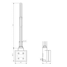 SAPHO KTX vykurovacia tyč s termostatom, 400 W, čierna mat KTX-B-400 - Sapho