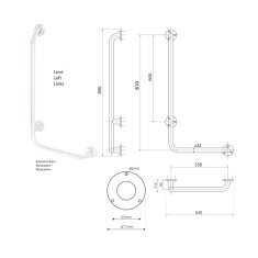 SAPHO HANDICAP nástenné madlo ĽAVÉ 810x550mm, biela XH522W - Sapho