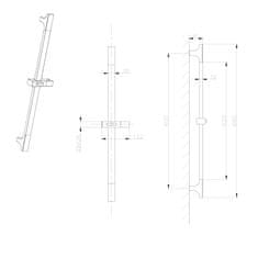 SAPHO Sprchová tyč, posuvný držiak, 680mm, ABS / zlato mat 1206-07GB - Sapho