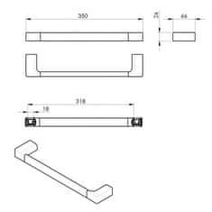 Gedy PIRENEI držiak uterákov 350x66mm, zlato mat PI213588 - Gedy