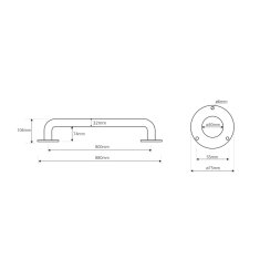 SAPHO HANDICAP madlo rovné 800mm, biela XH514W - Sapho