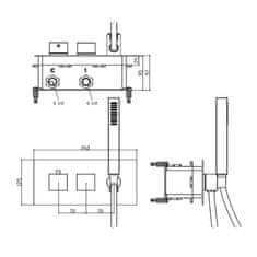 SAPHO LATUS podomietková sprchová termostatická batéria vr. sprchy, 2/3 výstupy, chróm 1102-45 - Sapho