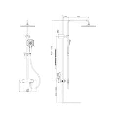 SAPHO DAKAR sprchový stĺp s termostatickou batériou, teleskopický, zlato mat SZ139GB - Sapho