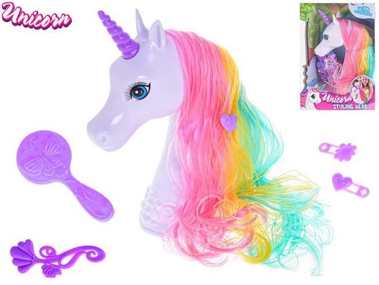 Unicorn česacia hlava 20 cm s doplnkami