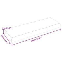 Vidaxl Nástenná polica bledohnedá 60x20x4 cm ošetrený dubový masív