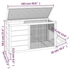 Petromila vidaXL Králikáreň hnedá 103x44x69,5 cm masívna borovica