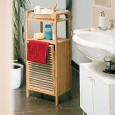 Relax Kúpeľňová polica s bambusovým košom na bielizeň 0310, hnedá