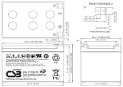 CSB Pb záložný akumulátor VRLA AGM 12V/15Ah 6-DZM-12 (EVH12150)