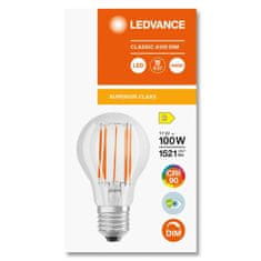 LEDVANCE Stmievateľná LED žiarovka E27 A60 11W = 100W 1521lm 4000K Neutrálna biela 300° CRI90 Filament Superior