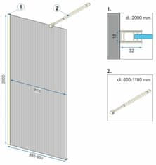 REA Aero Intimo, sprchová zástena 90x200 cm, 8mm číre sklo, čierny profil, REA-K4123