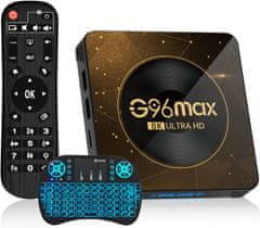 Farrot Multimediálne centrum Smart TV Box G96 Max 2023, Android 13.0, set-top box Hevc 265 Netflix, 16 GB, WiFi, 8K UHD + i8 RGB podsvietená klávesnica