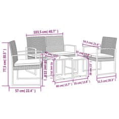 Vidaxl 5-dielna záhradná jedálenská sada s vankúšmi hnedá PP ratan