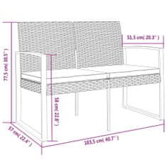 Petromila vidaXL 2-miestna záhradná lavička s podložkami hnedá PP ratan
