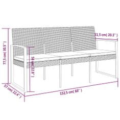 Petromila vidaXL 3-miestna záhradná lavička s podložkami hnedá PP ratan