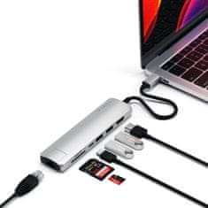 Satechi Multiportový adaptér Usb-C Slim s ethernetovým pripojením, Silver