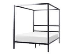 Beliani Kovová posteľ s baldachýnom 140 x 200 cm čierna LESTARDS