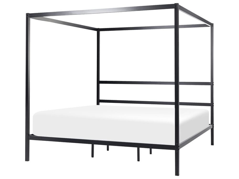 Beliani Kovová posteľ s baldachýnom 180 x 200 cm čierna LESTARDS