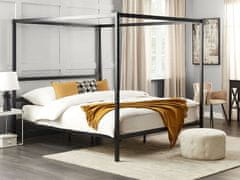 Beliani Kovová posteľ s baldachýnom 180 x 200 cm čierna LESTARDS
