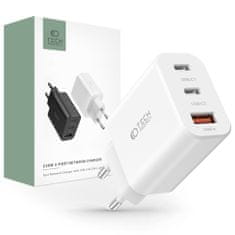 Tech-protect 3-port sieťová nabíjačka USB / 2x USB-C 30W PD QC, biela