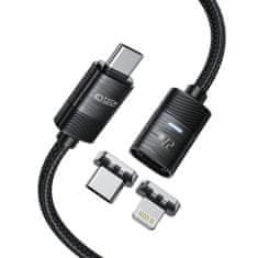 Tech-protect Ultraboost magnetický kábel USB-C - USB-C / Lightning 27W 3A 2m, čierny