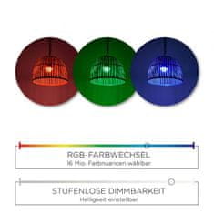 PAUL NEUHAUS LEUCHTEN DIREKT aj s JUST LIGHT LED závesné svietidlo, drevo, na batérie, IP44, stmievateľné, diaľkový ovládač, teplá biela RGB plus 3000K