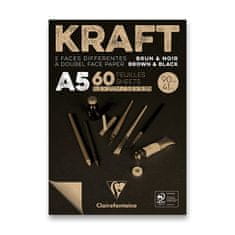 Clairefontaine Blok Brown & Black Kraft A5, 60 listov, 90 g