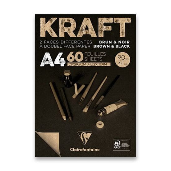 Clairefontaine Blok Brown & Black Kraft A4, 60 listov, 90 g