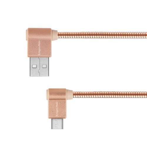 Krüger&Matz Kábel USB - uhlová zástrčka typu C 1m 3A Kruger & Matz ružová KM0361