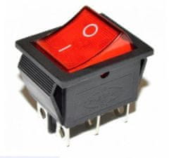 HADEX Prepínač kolískový KCD4, ON-ON 2pol.250V/15A červený, presvetlený