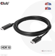 Club 3D kábel DP 1.4 na HDMI, 4K120Hz nebo 8K60Hz HDR10, M/M, 3m