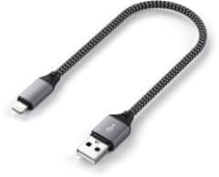 Satechi kábel USB-A - lightning, opletený, 25cm, šedá