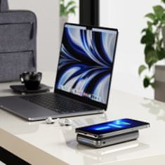 Satechi nabíjecí stojánek Duo Wireless Charger Power Bank, 10000mAh, šedá