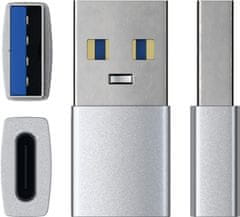 Satechi adaptér USB-A - USB-C, M/F, strieborná