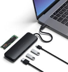 Satechi Aluminium USB-C Hybrid Multiport adapter, SSD Enclosure, HDMI 4K, 2 x USB-A 3.1 Gen 2, čierna