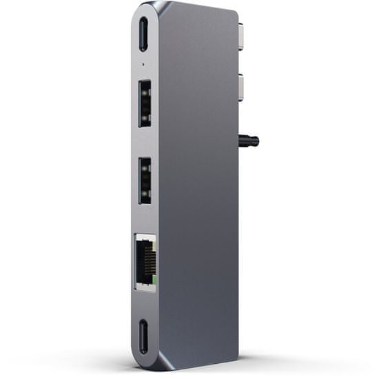 Satechi Aluminium Pro Hub Mini, USB4 96W, 6K@60Hz, 2x USB-A 3.0, Ethernet, USB-C, Audio, šedá